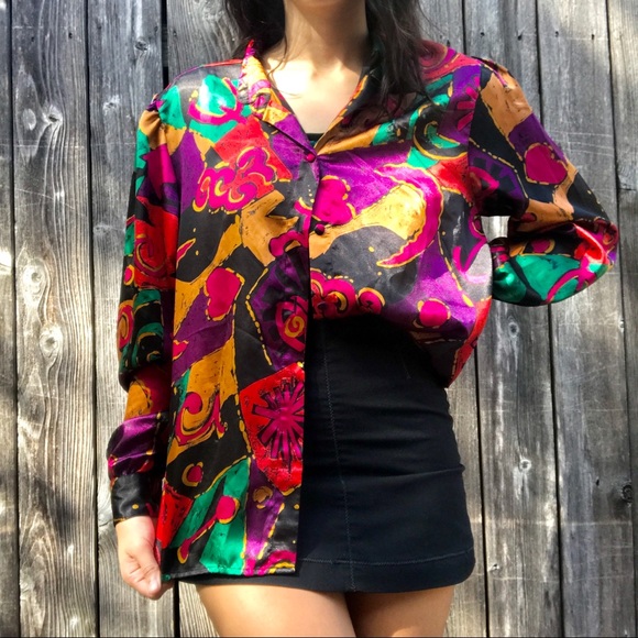 jazzy 80s button up - Picture 1 of 4